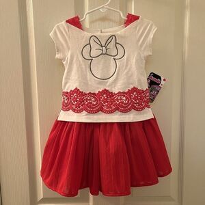 Disney Minnie Mouse Red Dress Full Skirt Embroidered Girls Size 2T NWT